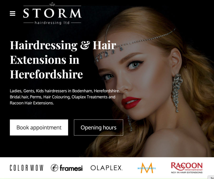 Hairdressers website design by spark host
